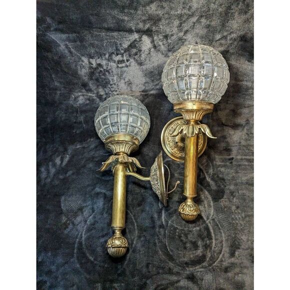 Vintage brass torch light sconces. 18x8 - Picture 12 of 16